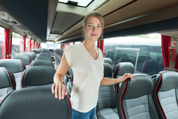 Portrét Ženy Autobuse — Stock fotografie