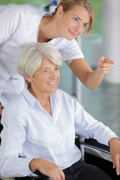 訪問中の健康訪問者と高齢女性 — ストック写真