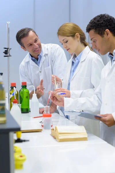Jovens Cientistas Que Trabalham Laboratório — Fotografia de Stock