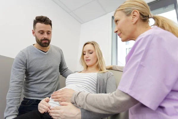Zwangere Vrouw Echografie Controleren Van Gezondheid Van Baby — Stockfoto