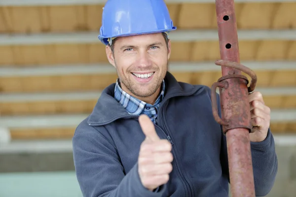 Plumber His Red Pipe Shows Thumb — Stock Photo, Image