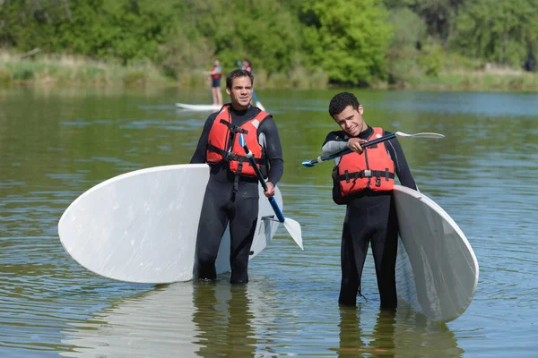 Two People Paddling Sup Board — Stock Photo, Image