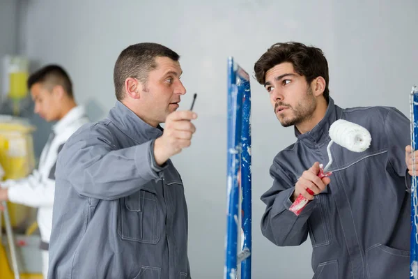 Industrial Painting Contractor Manager Giving Instructiosn — Stock Photo, Image