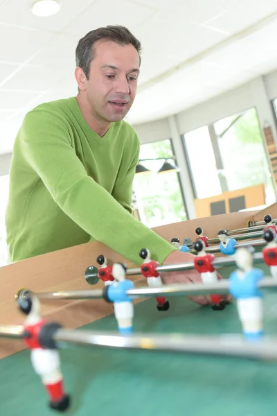 Friends Having Fun Together Playing Table Football — Stock Photo, Image