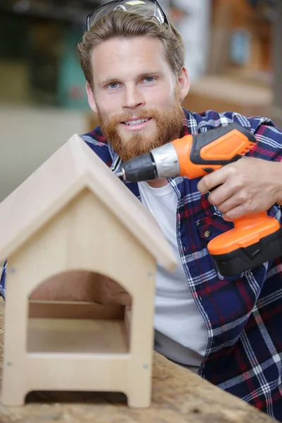 Homem Construção Casa Nova — Fotografia de Stock