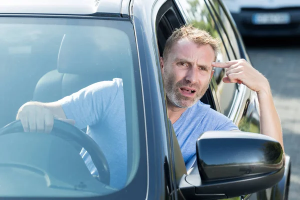 Close Upset Male Driver — Stock Photo, Image