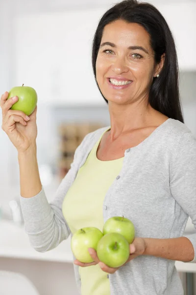 Dieta Alimentar Saudável Mulher Maçã Com Maçãs — Fotografia de Stock