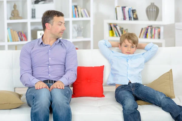 Father Son Sitting Separately — Stock Photo, Image