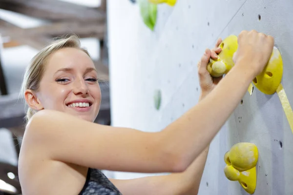Focused Picture Female Wall Climber — Stock Photo, Image
