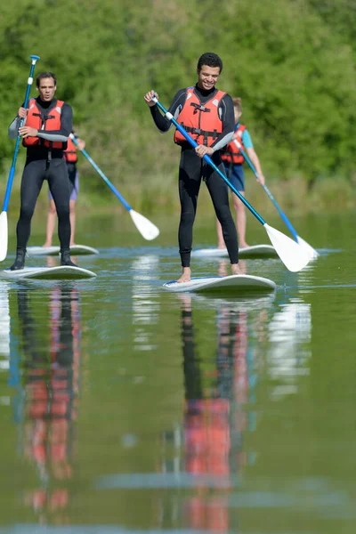 People Stand Paddle Board Sup River — Stock Photo, Image