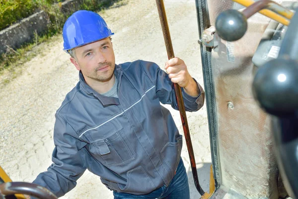 Builder Worker Safety Protective Equipment Bridge Construction — Stock Photo, Image