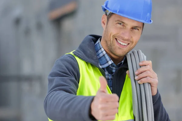 Man Builder Electrical Repairs — Stock Photo, Image