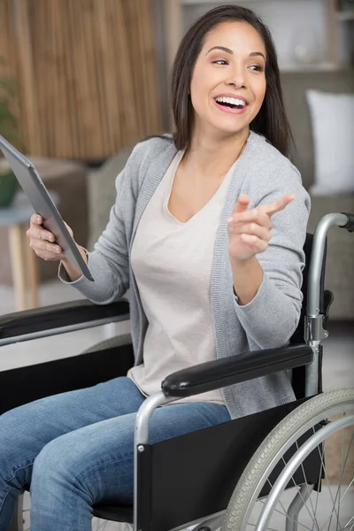 Disabled Girl Delighted Home — Stock Photo, Image