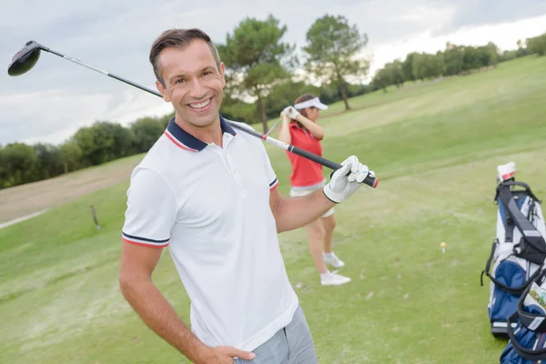 Golfare Poserar För Bild — Stockfoto