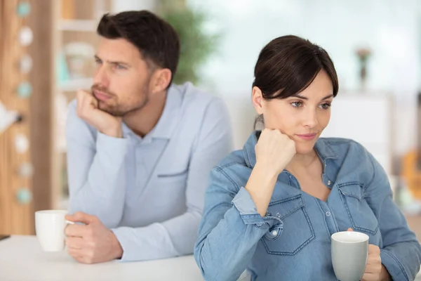 Disappointed Young Couple Angry Home — Stock Photo, Image