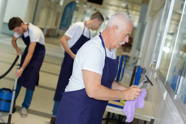 Commercial Cleaners Doing Job Together — Stock Photo, Image