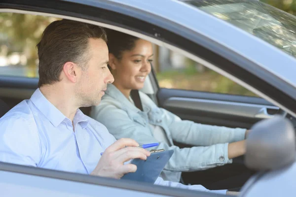 Young Woman Passing Driving License Exam — Stock Photo, Image