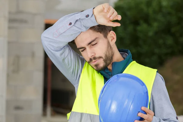 Tired Young Man Builder — Stock Photo, Image