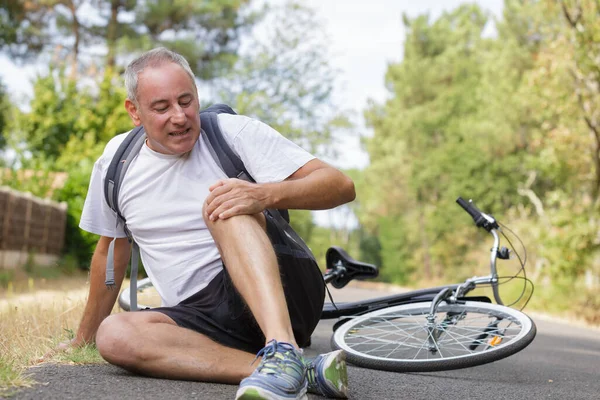 Middle Aged Man Fallen His Bicycle — Stock Photo, Image