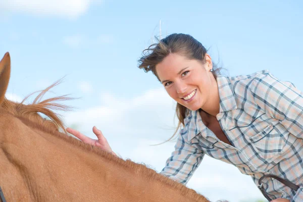 Portrait Woman Horse Riding — Stock Photo, Image