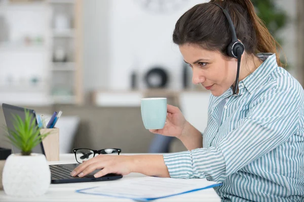 Woman Working Call Center — Stock Photo, Image