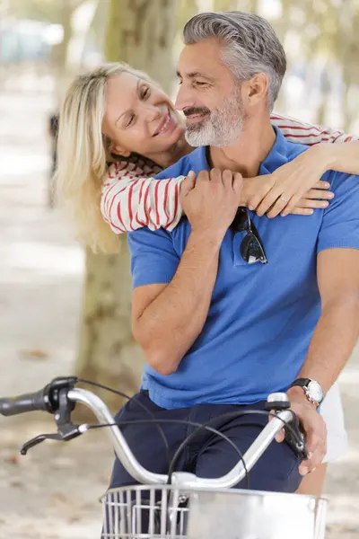 Nice Senior Adult Couple Have Fun Outdoors — Stock Photo, Image