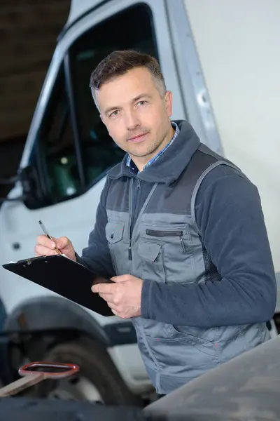 Portrait Male Mechanic Work Garage — Stock Photo, Image