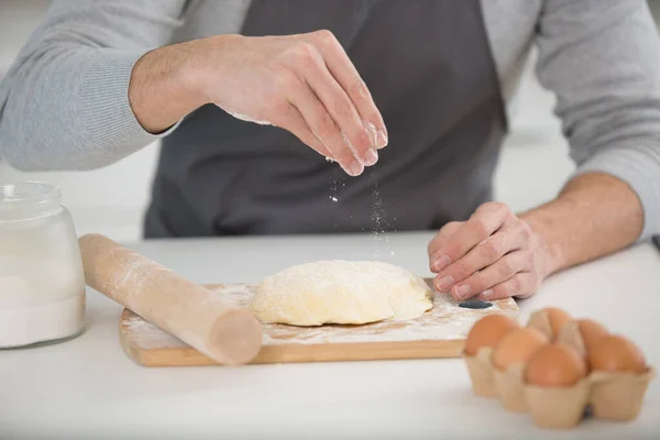 Close Male Hands Kneading Dough — Stock Photo, Image
