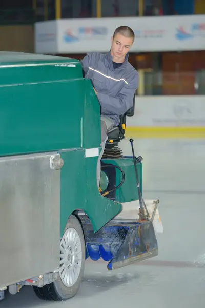 Portrait Ice Skating Rink Cleaning — Stock Photo, Image