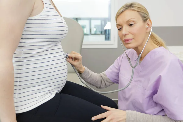 Gynecology Consultation Pregnant Woman Her Doctor Clinic — Stock Photo, Image