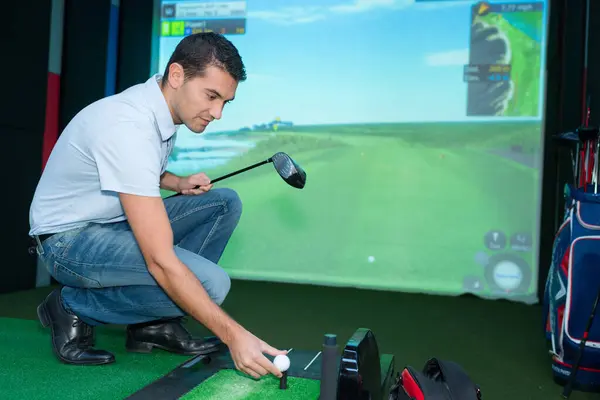 Driving Range Golf Och Man — Stockfoto