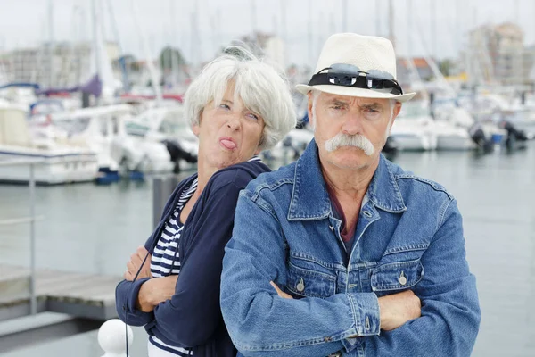 Irritated Mature Couple Outdoors — Stock Photo, Image