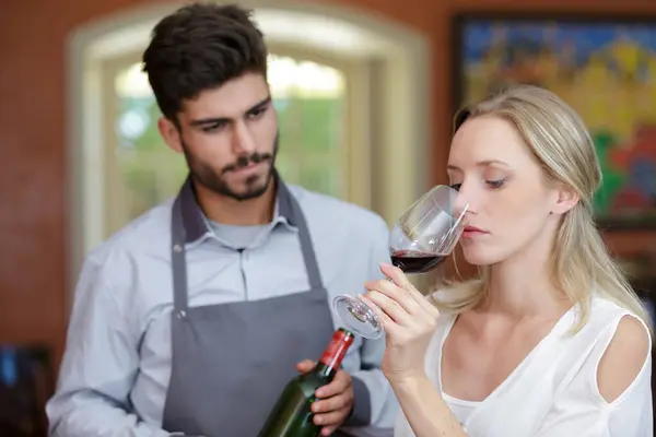 Young Woman Tasting Wine — Stock Photo, Image