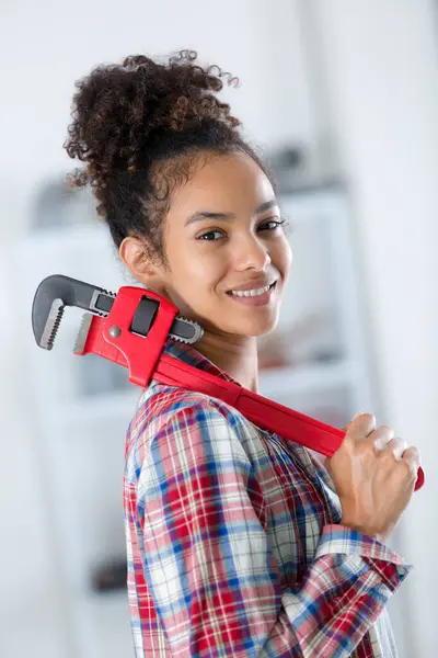 Woman Doing Diy Work Home — Stock Photo, Image