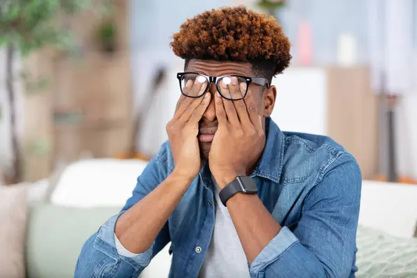 Frustrated Handsome Young Man Touching His Head — Stock Photo, Image