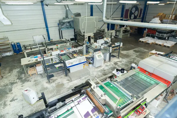 high angle view of printing company