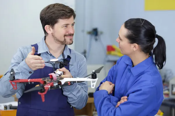 Fame Female Engineers Looking Drone — Stock Photo, Image