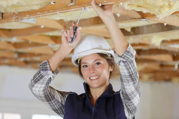 Female House Worker Ceiling Imagen de archivo