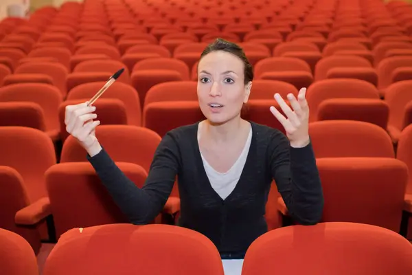 Σκηνοθέτης Του Θεάτρου Κάνει Απογοητευμένη Χειρονομία Εικόνα Αρχείου