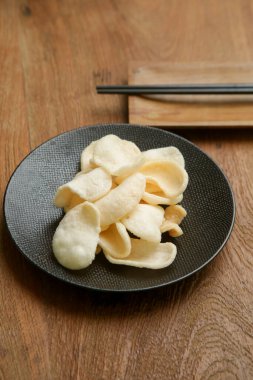 Prawn crackers - a deep fried snack made from starch and prawn, common snack in Southeast Asian cuisine