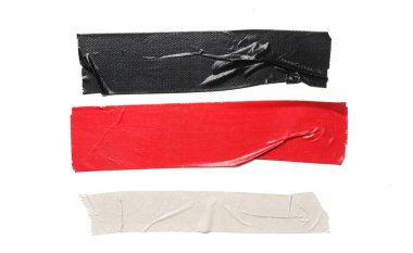 Set of pieces of general purpose vinyl tape isolated on white 