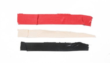 Set of pieces of general purpose vinyl tape isolated on white 