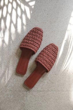 Handmade raffia mules. Sustainable ethically made pair of slippers.Responsibly sourced shoes with eco-friendly materials.