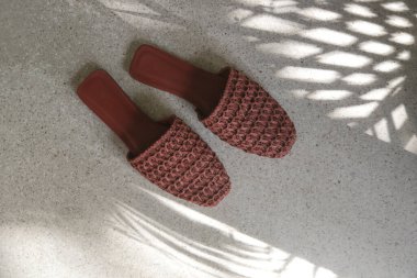 Handmade raffia mules. Sustainable ethically made pair of slippers.Responsibly sourced shoes with eco-friendly materials.