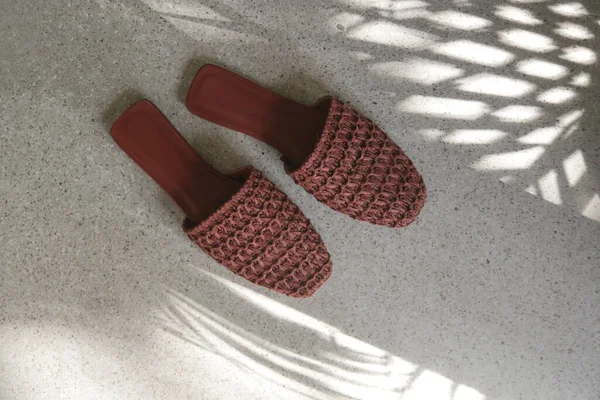 Handmade raffia mules. Sustainable ethically made pair of slippers.Responsibly sourced shoes with eco-friendly materials.