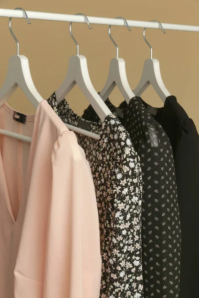 Women Clothes Clothes Rack Stylish Elegant Garments Fashion Atelier Good — Φωτογραφία Αρχείου