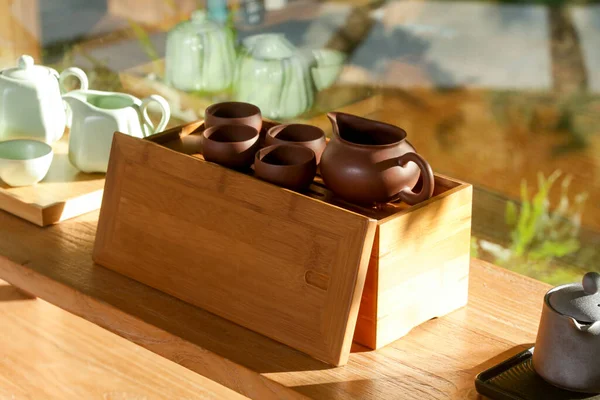 Conjunto Chá Pronto Para Tradicional Cerimônia Chá Chinês — Fotografia de Stock