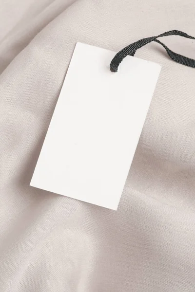 Fechar Preço Item Vestuário Mockup Etiqueta Etiqueta Branco Uma Roupa — Fotografia de Stock