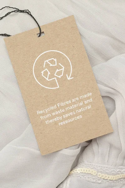 Zavřít Značku Oblečení Ikonou Recyklace Koncept Recyklace Produktů Nulový Odpad — Stock fotografie