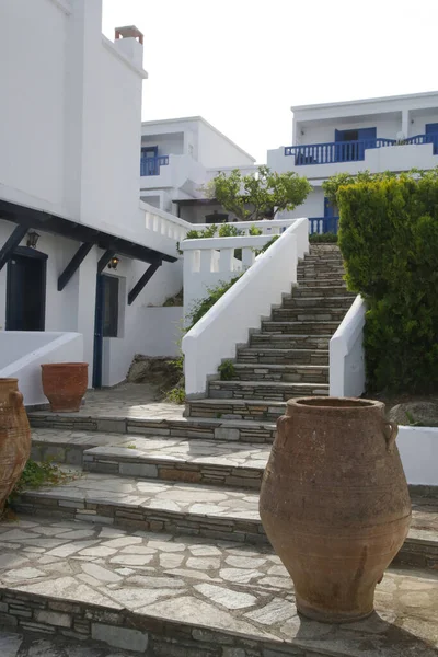Die Einfache Weiße Architektur Der Griechischen Inseln — Stockfoto